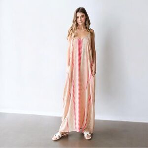 Boho Chic Multi Print Cami Maxi Dress with Side Pockets
